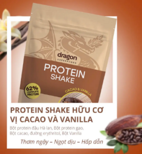 Bột protein thực vật lắc cacao vanilla hữu cơ Dragon Superfoods 500g 3
